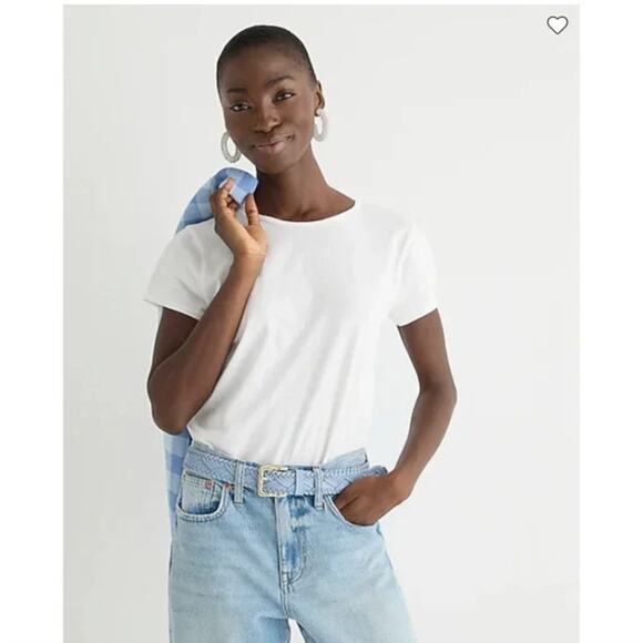 NWT J. Crew White Slim-Fit Organic Slub Cotton Crewneck T-Shirt - Picture 9 of 9